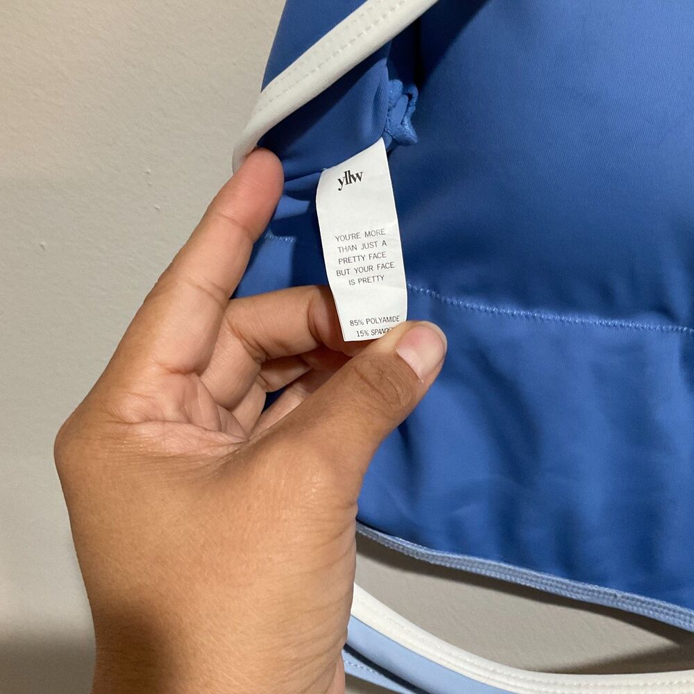YLLW - YELLOW THE LABEL Colorblock Sports Bra Workout Top in Blue Size Large - Picture 4 of 8